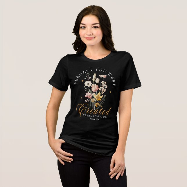 Blommigt Christian Bible Verse T Shirt (Framsida Full)