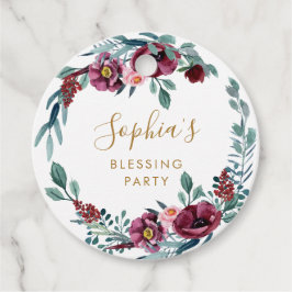 Blommigt Christian Mor och Baby Blating Party Gåvor Etiketter