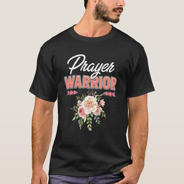 Blommigt Christian Prayer Warrior Bible Quote Kris T Shirt (Framsida)