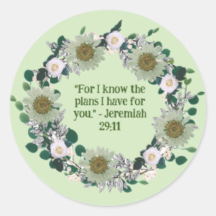 Blommigt: Christian Sticker Faithful Design Runt Klistermärke