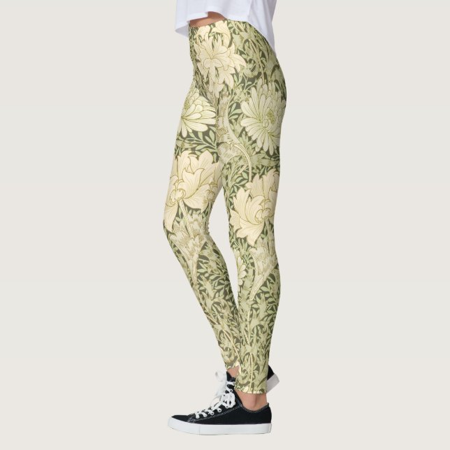 Blommigt Chrysanthemum Mönster (av William Morris) Leggings (Vänster)