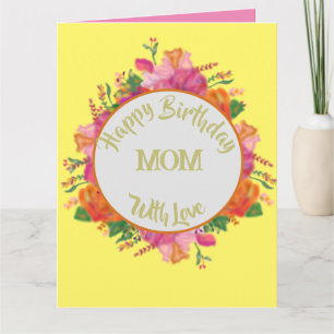 Blommigt Circle Banner Mor Birthday Kort