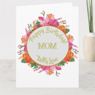Blommigt Circle Banner Mor Birthday Kort