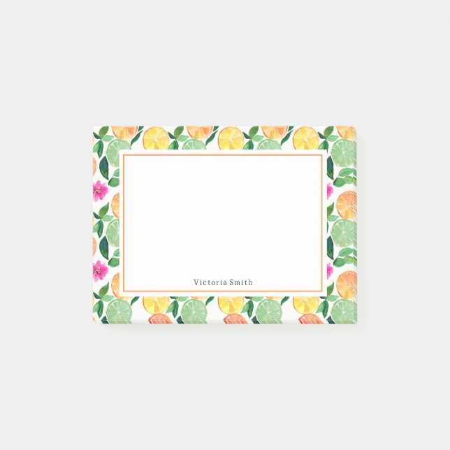Blommigt Citrus Orange Lemon Lime Grapefruit Post-it Block (Framsida)