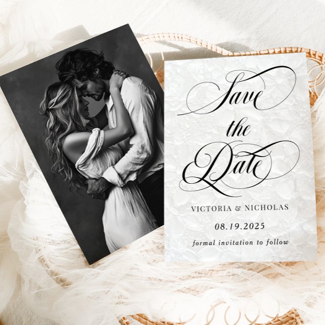 Blommigt Classic Bröllop Photo Spara Datumet (Skapare uppladdad)