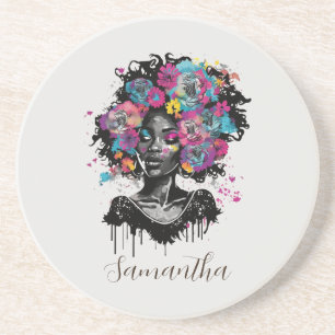 Blommigt Classy Afro Woman Underlägg