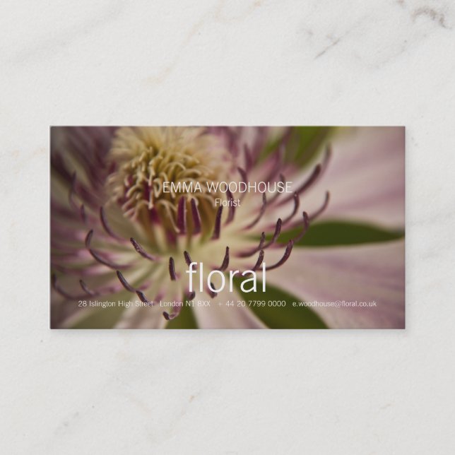 Blommigt - Clematis-Affärskortet Visitkort (Framsida)