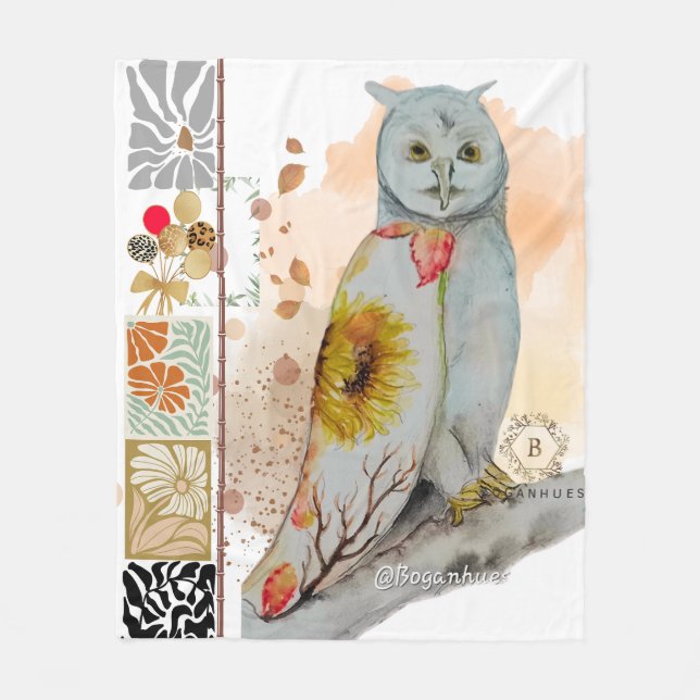 Blommigt Cloak Uggla Baby Blanket Fleecefilt (Framsidan)