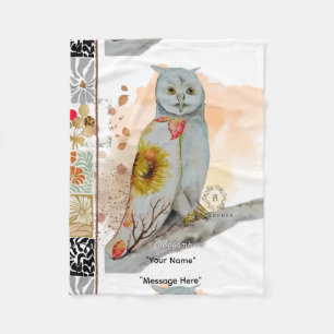 Blommigt Cloak Uggla Ull Baby Blanket Fleecefilt