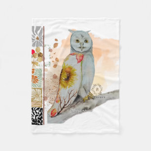 Blommigt Cloak Uggla Ull Baby Blanket Fleecefilt