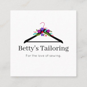 Blommigt Clothes Hanger Seamstress Tailor Alterati Fyrkantigt Visitkort