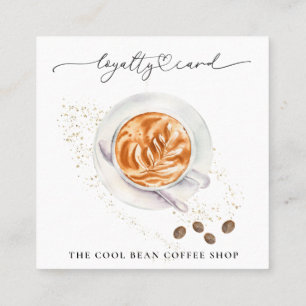 *~* Blommigt Coffee Bean Espresso QR Rewards Cafe Lojalitetskort
