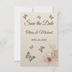 Blommigt Coffee Cream elegant Boho Spara datum Datumet