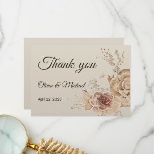Blommigt Coffee Cream elegant Butterfly boho Bröll Tack Kort