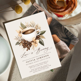 Blommigt Coffee Kärlek brinner upp Photo Möhippa Inbjudningar