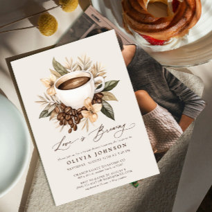 Blommigt Coffee Kärlek brinner upp Photo Möhippa Inbjudningar