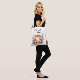Blommigt Coffee Kopp Tote Bag Tygkasse