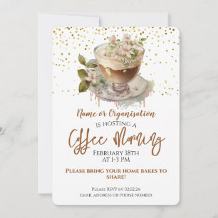 Blommigt Coffee Morgons Fundraiser Inbjudningar