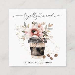 *~* Blommigt Coffee To Go Espresso QR Rewards Lojalitetskort
