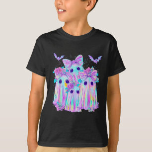 Blommigt Colorful Spöken Boo Coquette Bow Spooky H T Shirt