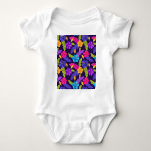 Blommigt Colorful Tropical Löv Flowers Mönster-23 T Shirt