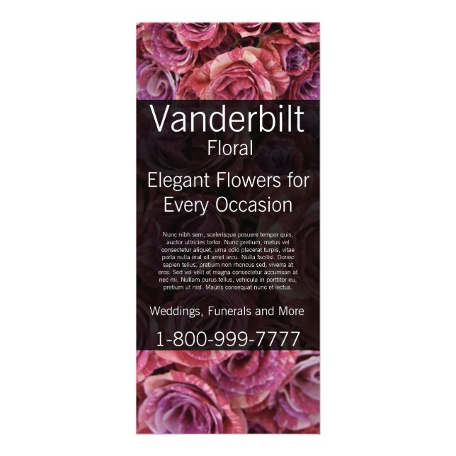 Blommigt Company Florist Rosa ros Rack Card Reklamkort (Framsidan)