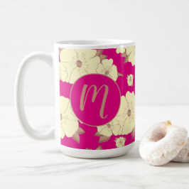 Blommigt Copper and Pastel Gult on Fuchsia Rosa Kaffemugg
