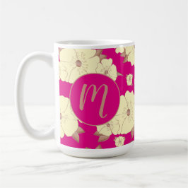 Blommigt Copper and Pastel Gult on Fuchsia Rosa Kaffemugg