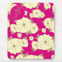 Blommigt Copper Pastel-Gult på Fuchsia-bakgrund