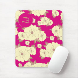 Blommigt Copper Pastel-Gult på Fuchsia-bakgrund Musmatta