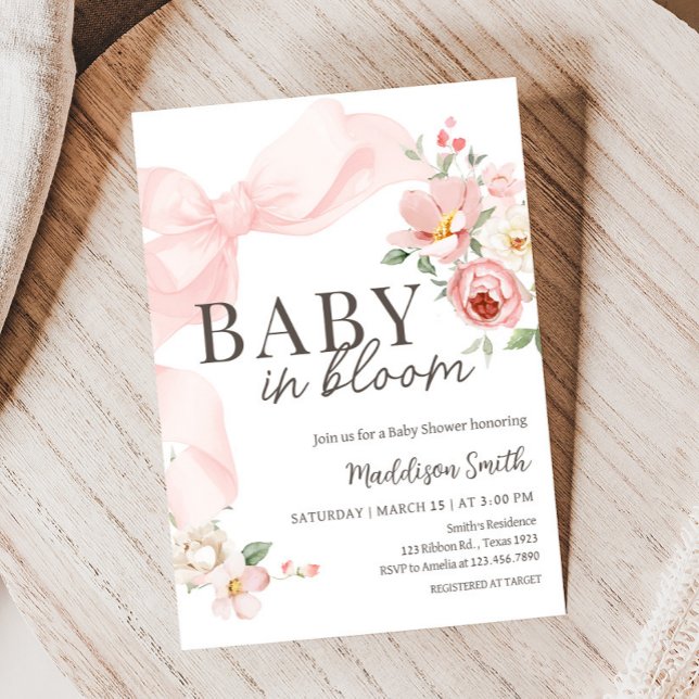 Blommigt Coquette Baby i Bloom Baby Shower Inbjudningar (Floral Coquette Baby Shower Invitation)