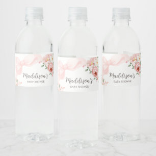 Blommigt Coquette Baby i Bloom Baby Shower Vattenflaskor Etikett