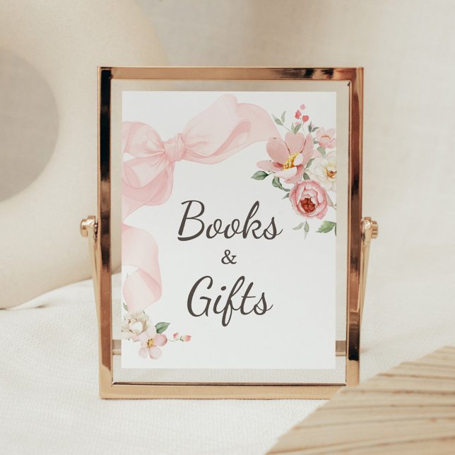 Blommigt Coquette Baby i Bloom Bokar och presenter Poster (Baby in Bloom Floral Coquette Books and Gifts Sign)
