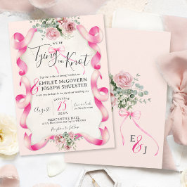Blommigt Coquette Shock rosa Bow Cute Vintage bröl Inbjudningar