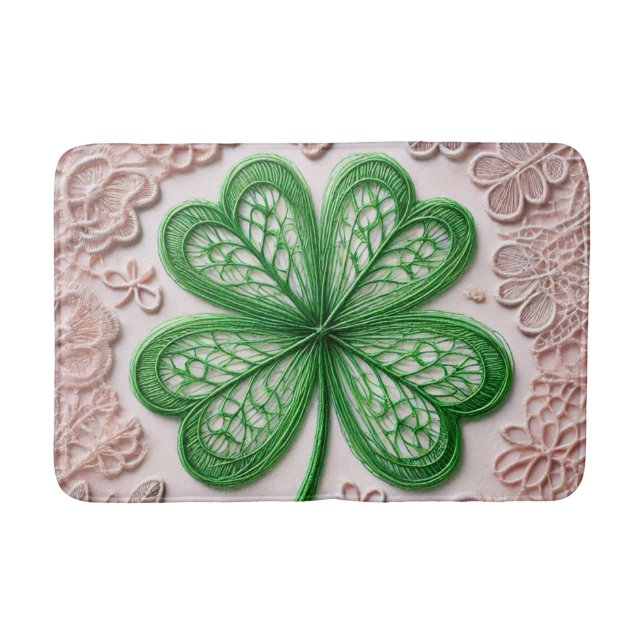 Blommigt coquette snöre shamrock St patrick's day Badrumsmatta (Framsidan)