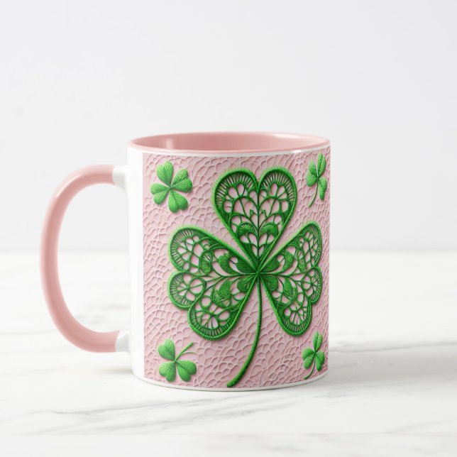 Blommigt coquette snöre shamrock St patrick's day Mugg (Vänster)