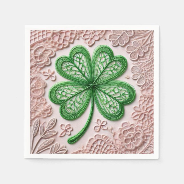Blommigt coquette snöre shamrock St patrick's day Pappersservett (Framsidan)