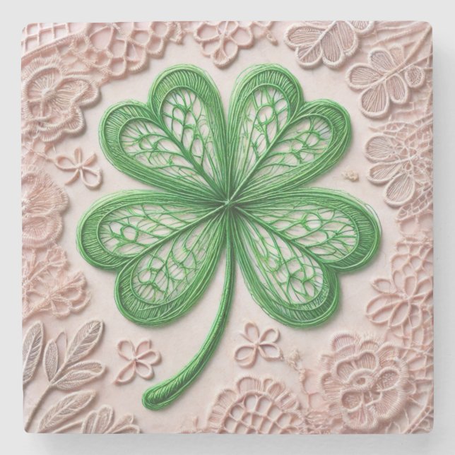 Blommigt coquette snöre shamrock St patrick's day Stenunderlägg (Framsidan)