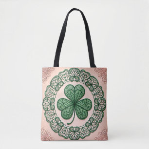 Blommigt coquette snöre shamrock St patrick's day Tygkasse