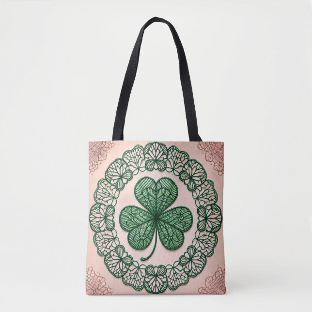 Blommigt coquette snöre shamrock St patrick's day Tygkasse (Framsida)