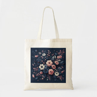 Blommigt Cotton Canvas Tote Bag - Eco-Friendly Sho Tygkasse