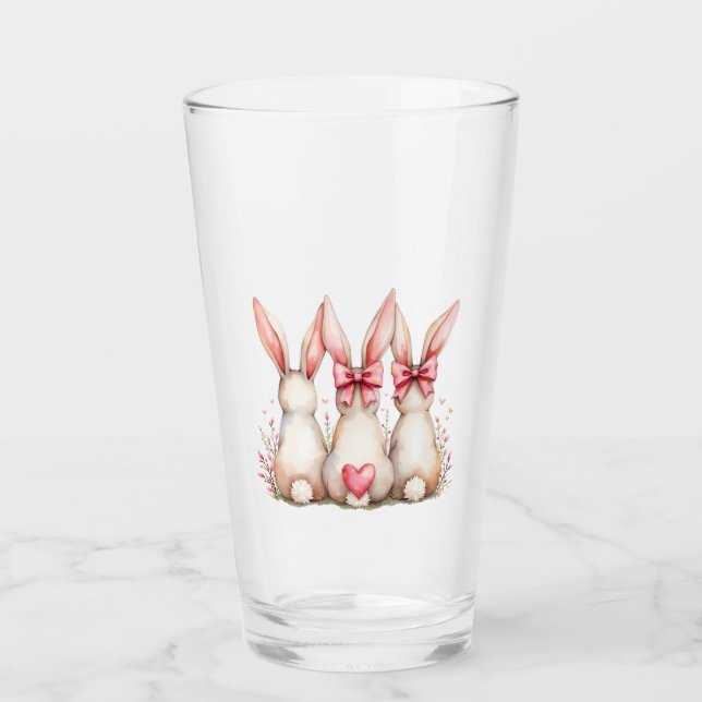 Blommigt Cottontail Bunny Coquette Bow Rabbit Påsk Glaskopp (Framsida)