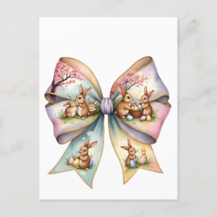 Blommigt Cottontail Bunny Coquette Bow Rabbit Påsk Helg Vykort