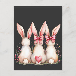 Blommigt Cottontail Bunny Coquette Bow Rabbit Påsk Vykort