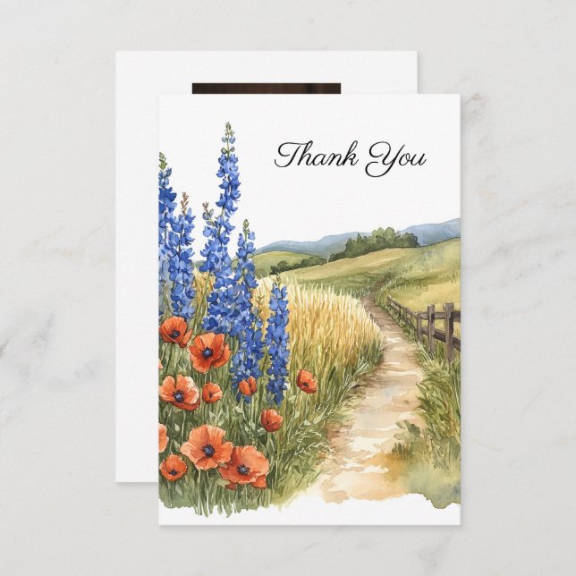 Blommigt Countryside Funeral Photo Tack (Fram/baksida)