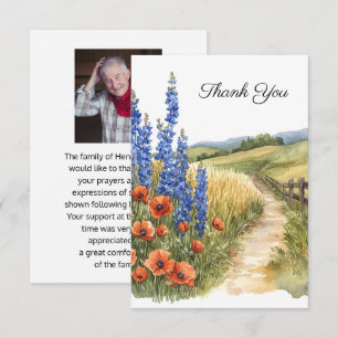 Blommigt Countryside Funeral Photo Tack Kort