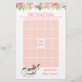 Blommigt Cow Baby Shower Bingo Game