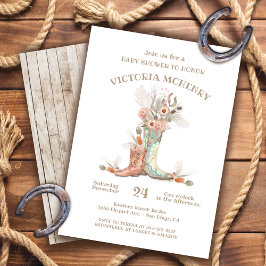 Blommigt Cowboy Boots Baby Shower Inbjudningar