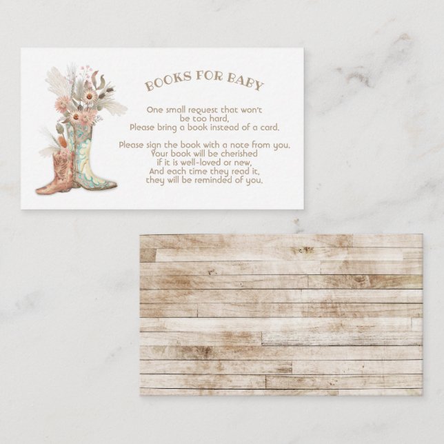 Blommigt CowboyBoots Bokar för baby Tilläggskort (Fram/baksida)