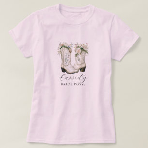 Blommigt Cowgirl Boots Bride Posse Anpassningsbar T Shirt
